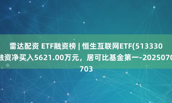 雷达配资 ETF融资榜 | 恒生互联网ETF(513330)融资净买入5621.00万元，居可比基金第一-20250703